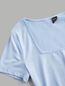 SHEIN EZwear 3 件套大码休闲简约方领短袖紧身衣，适合春夏季 - 彩色 - 查看 11