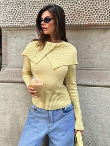 Aloruh Women's Turtleneck Tight-Fitting Long Sleeve Yellow Sweater, Autumn/Winter,Fall,Cozy Fall And Winter Clothes For Women - Yellow - View 6