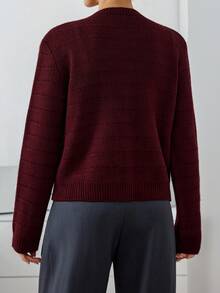 EURMUSE Áo khoác cardigan nữ màu đỏ tía cho mùa đông thường ngày - Màu Đỏ Sâu - Xem 2