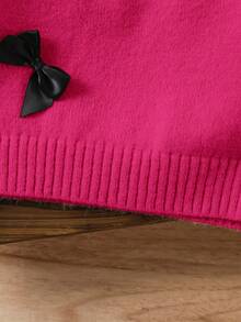 LMoss Kids LMoss Young Girl Guler Stand Croială Lejeră Casual Fundă 3D, Fire Decor Pulover, Costume pentru Fete Fete, Pulover pentru Mici, Haine de Iarnă pentru Fete, Pulover pentru Fete