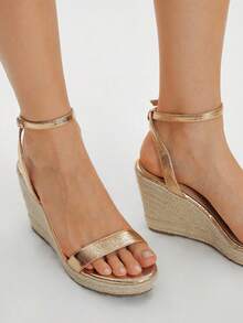 Styleloop Giày sandal đế xuồng hở mũi Cuccoo Casual Daily dành cho nữ - Rượu sâm banh - Xem 2