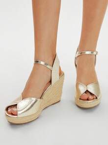 Styleloop CUCCOO Hemp Rope Sole Slip-On Sandals, Casual Women Platform Wedge Sandals