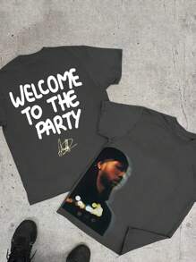 Manfinity Dauomo Unisex Retro Graphic T-Shirt Street Character Print Hip-Hop Element Spring And Summer Daily Wear T-Shirt