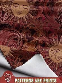 SHEIN WYWH Áo hở lưng dệt kim họa tiết Paisley in toàn bộ họa tiết Golden Sun God dành cho nữ, phù hợp cho mùa hè - Màu Đỏ Sâu - Xem 3