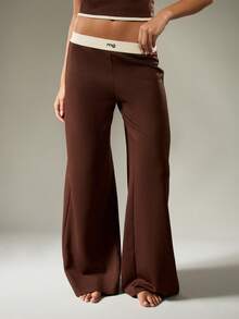 MISSGUIDED Soft Touch Wide Leg Lounge Set With Contrast Trim Cami Top And High Rise Pants Luxurious Comfort Leisure Wear Coordinated Pajama Set - Coffee Brown - View 4