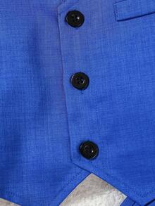 SHEIN 2 件套男婴正式绅士装，纯色背心 + 裤子套装，不含衬衫，不含配饰，适合 6 个月至 3 岁儿童，适合婚礼、表演、派对、生日、圣诞节和毕业典礼的正式穿着 - 寶藍色 - 查看 5