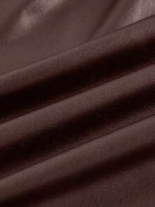 EURMUSE Plus Size Solid Color Loose A-Line Skirt With Back Zipper - Brown - View 3