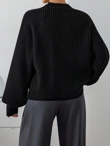 Women Sweater Cardigan Black Bow Detail Winter 2025,Cardigans,Long Cardigans Woman,Petite,Tall - Black - View 3