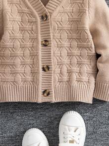 SHEIN Young Boy Casual Solid Color Button Front Cardigan, Autumn Kids Cardigan Sweater Boys Sweater Cardigan Boys Knit Cardigan Toddler Boy Cardigan Sweater Brown Cardigan Sweater Brown Sweater For Boys Kids Knit Cardigan Toddler Boy Sweater Boys Button Cardigan Sweater Boys Sweater Jacket 8 Years Old Boy Knitwear Brown Sweater For Teen Boy Kids Vest Sweater Fall Winter - Khaki - View 4