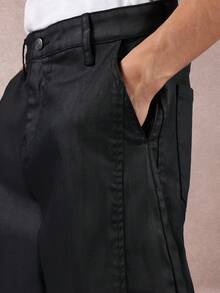 SUMWON Streetwear Baggy Wide Leg Jeans With Utility Pockets Oversized Relaxed Fit Cotton Denim Pants For Fall Winter Casual Everyday Wear Plain - Black - View 7