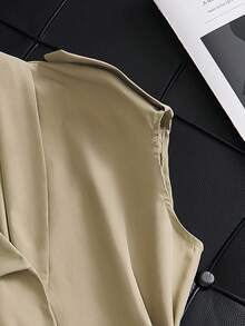 Lunelith SHEIN Lunessa Abrigo de mujer tipo trinchera vintage francés de diseño único, cuello en V, cintura con lazo, corte holgado, para primavera/otoño