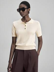 Ontre 2025 秋季女士 Polo 领针织短袖毛衣，商务休闲日常穿着，适合婚礼宾客、度假、城市通勤、办公室着装