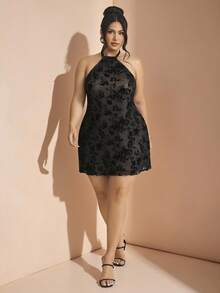 SHEIN BAE 大码女式休闲优雅花卉豹纹露背连衣裙、网眼迷你紧身连衣裙、度假海滩派对连衣裙、迷你连衣裙，适合音乐节、海滩派对、母亲节、美国独立日、女士夏季服装、女士毕业礼服、女士夏季服装、女士太阳裙