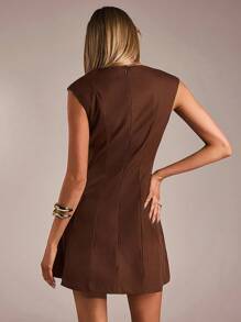 SHEIN Forever 21 春夏女士浪漫/舞会/正式/生日/90 年代服装/商务休闲女士/优雅/西部服装/外出/时尚/休闲/Y2K 服装/俱乐部/办公室/鸡尾酒会/复古/紧身/狂欢服装节日/有趣/优雅/老钱/街头服饰/度假服装/乡村音乐会服装/工作服/端庄/春假/单身女郎服装/音乐会/坏人/基本款/毕业/ A 字裙/短款/黑色迷你裙 - 棕色 - 查看 2