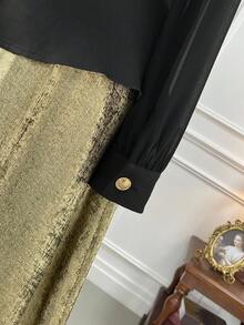 Celure Blouse décontractée/de travail à manches longues et col V de couleur unie pour femmes grandes tailles