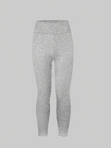 SHEIN Sparklyn 4pcs/Set Girls Elastic Waist Soft Knit Leggings, Grey, Pink, Black, Blue, Comfortable & Stretchy Legging Kids Fall Winter - Multicolor - View 5