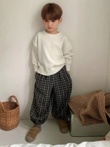 DAZY 男童休闲宽松格子裤，日系风格，秋季款