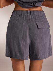 Avantive Ensemble débardeur et short rayé avec boutons devant, mode été pour les déplacements - Gris - Voir 8