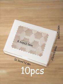 SHEIN 5 件/12 件 12 个带透明窗口的纸杯蛋糕盒 - 一次性糕点架，用于饼干、零食和甜点 - 非常适合日常家庭烘焙和派对学校用品食品袋食品盒适用于糖果巧克力饼干等。