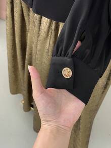 Celure Blouse décontractée/de travail à manches longues et col V de couleur unie pour femmes grandes tailles