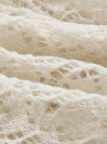 SHEIN MOD Apricot Lace Up Knitted Hollow Bell Sleeve Cardigan, Vacation Cardigan, Bohemian Cardigan, Beach Cardigan, Women's Country Wear, Spring Cardigan Jacket