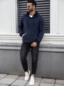 Manfinity CasualCool 秋季大码男士休闲户外连帽拉链长袖运动衫