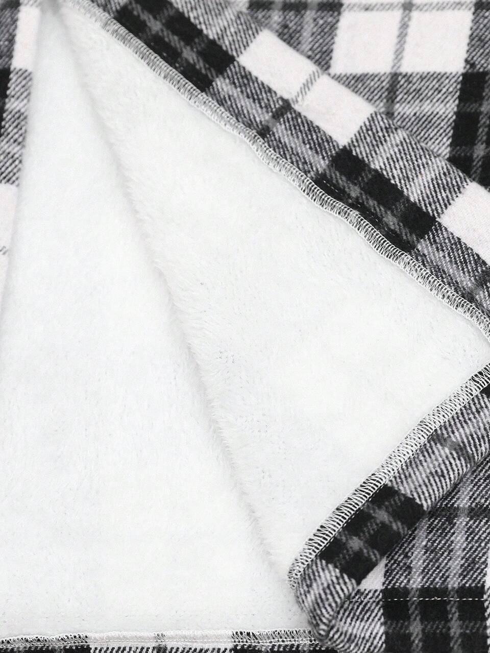 Women's Plaid Flannel Shirt Black And White Checkered,Autumn,Casual,Occasion Oversized Button Up Long Sleeve Regular Coat Winter Shirts