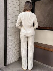 Completo da donna in maglia a trecce, set di 2 pezzi