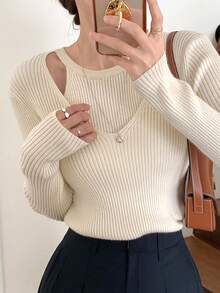 DAZY 女士毛衣 - 杏色 - 查看 7