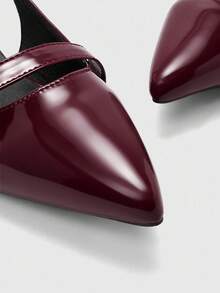 CUCCOO BIZCHIC Pointed Toe Kitten Heel Burgundy Women's Fashion Backless Low Heel Pumps, Versatile For Daily Wear And Commuting