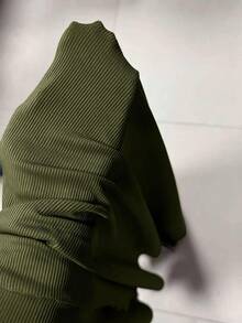 SHEIN Foxxy 女士露肩T恤，肩部收褶，下摆不对称，秋季服装 - 軍綠色 - 查看 7