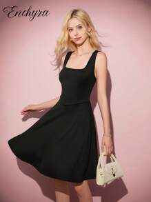 少女休闲优雅度假连衣裙，黑色紧身束腰贴身吊带迷你连衣裙，适合万圣节、秋冬季 - 黑色 - 查看 7