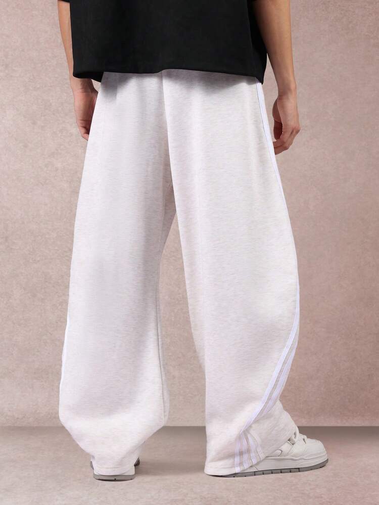 Wide Leg Sweatpants With Side Stripe Detail