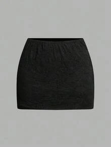 BamGleam 女士 3D 花朵绑带镂空吊带背心和迷你裙性感套装 - 黑色 - 查看 5