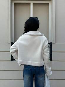 Siren Gaze 1 Áo khoác lông cừu có khóa kéo thường ngày cho nữ, mùa thu - Màu be - Xem 2