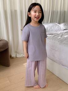 Dazy Kids 适合日常穿着的年轻女孩休闲舒适家居服 - 紫色 - 查看 9