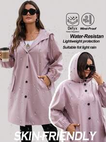 EMERY ROSE Manteau trench à capuche rose grande taille pour femmes, automne/hiver - Rose bonbon - Voir 3