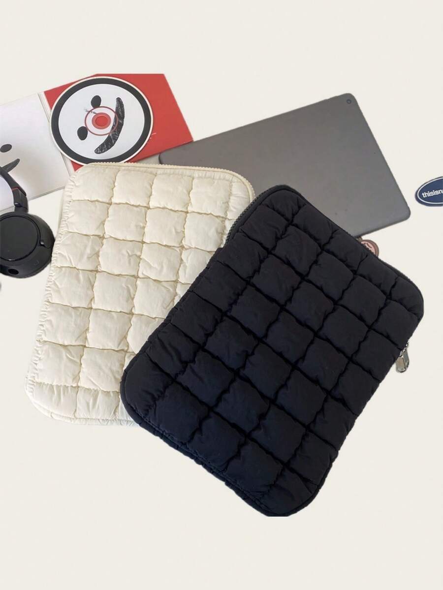 1 件简约高级云笔记本电脑包，大容量 iPad 平板电脑内胆收纳袋，11/13/15 英寸，抗震抗压，适用于笔记本电脑、平板电脑、Macbook、iPad、iPad Mini、多功能收纳袋、iPad 平板电脑保护套、返校（黑白）