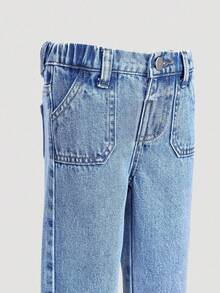 SHEIN Pantaloni casual con tasche cargo in vita elastica per neonati/bambini piccoli