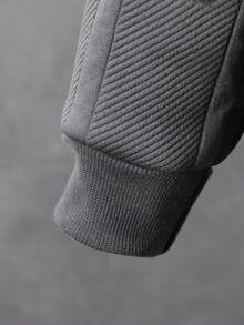 SHEIN 男童休闲纯色长袖保暖拉链外套和裤子套装（2件套），适合日常休闲户外穿着，秋冬季节适用。 - 深灰色 - 查看 3