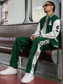 Manfinity Roghcode Manfinity Streetrush 男士简约时尚休闲夹克套装，适合日常穿着，男士两件套服装 - 彩色 - 查看 6