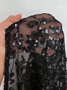Rustia Women's Plus Size Backless Sequin Mini Dress,Elegant Black Autumn Night Out Club Clothing,Birthday Party Evening Dress,Wedding Guest Gown - Black - View 5