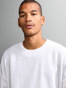 SUMWON Crop Fit Sweatshirt With Hood And Baggy Joggers Plain - Grey - View 5