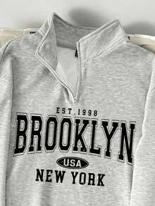 Manfinity Joysei Áo nỉ nam cổ cao nửa kín, kiểu dáng retro Mỹ, thích hợp cho mùa thu/đông, hoặc mặc đôi khi đi học. - Màu Xám nhạt - Xem 7