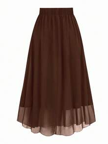 Celure Plus Size Women Chiffon Solid A-Line Skirt Fall Cloth For Women