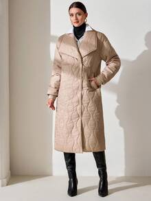 CLARA VERO Women's Warm Outdoor Casual Long Sleeve Winter Coats - Beige - View 8