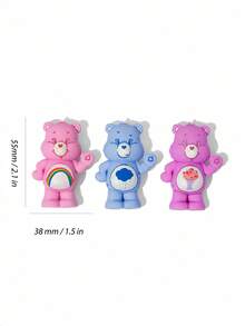 SHEIN X Care Bears 3 件立体熊形冰箱贴，冰箱贴装饰性好，适用于厨房和办公室白板 - 彩色 - 查看 4