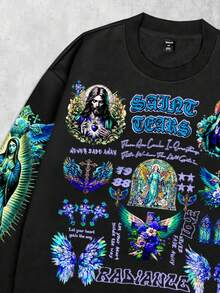 ROMWE MEN Street Life sweat-shirt à capuche imprimé graphique streetwear pour hommes, convenant pour un port quotidien, printemps/été, pour l'automne