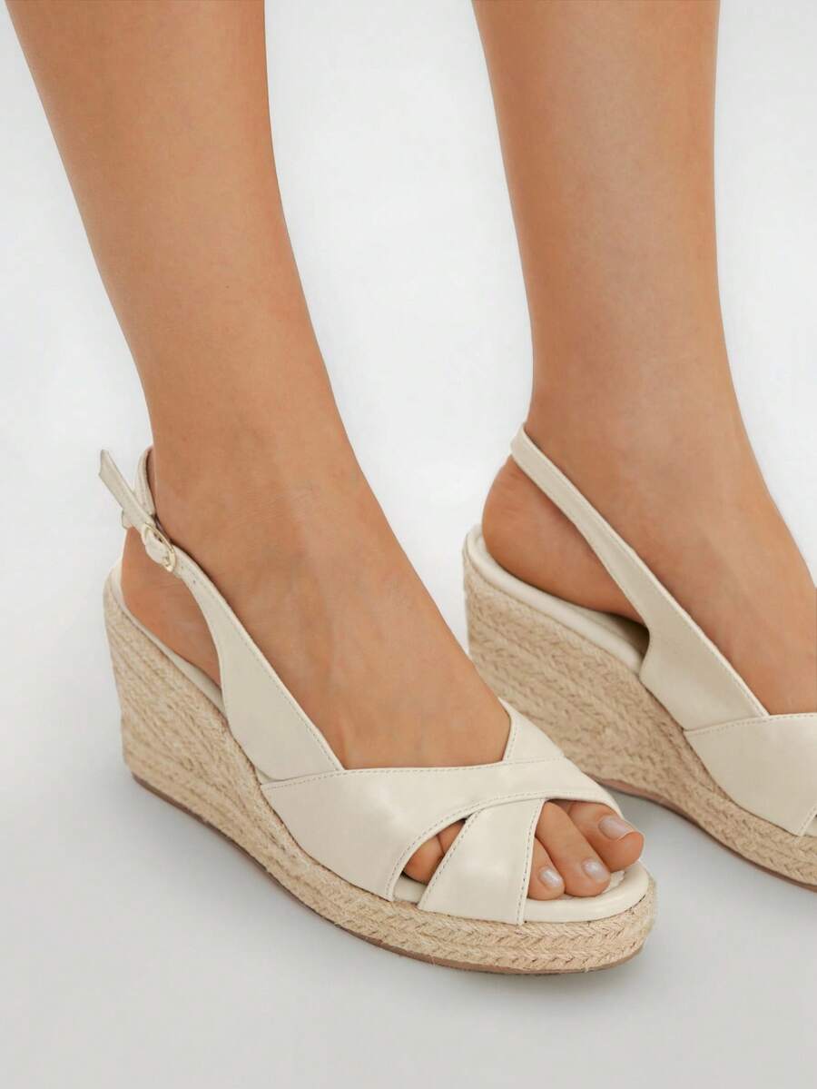 Styleloop 女士时尚黑色绒面革露背坡跟凉鞋，适合约会、聚会、度假、波西米亚风格 - 杏色 - 查看 1