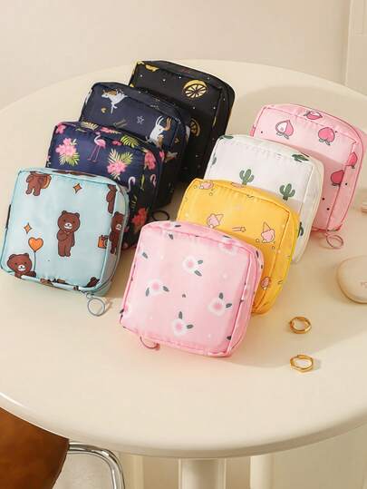 SHEIN 1PC Portable Sanitary Napkin Storage Bag, Zipper Oxford Cloth Menstrual Pad Bag, Stylish And Practical Multi-Function Travel Storage Bag - Perfect For Toiletries, Sanitary Napkins, Lipstick Bag, Coin Purse, Portable Storage Bag,Travel Wash Bag For Girls Women Ladies,And Makeup For Teen Girls Women Ladies,Back To School,Office & School Supplies Christmas For Holiday Gift Giving,Boho Vibes